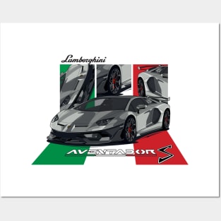 Lamborghini Aventador with Italian flag Posters and Art